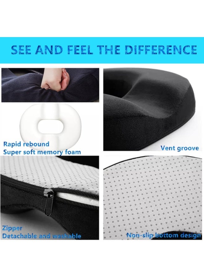 Donut-shaped seat cushion, memory foam seat pillow, donut-shaped backrest cushion, black - Image 5